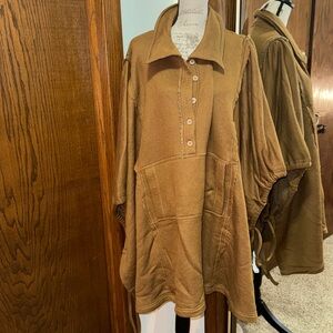 Free People Beach Tan Button-Up Wrap